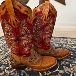 Lucchese Amberlyn Red and Brown Western Boots